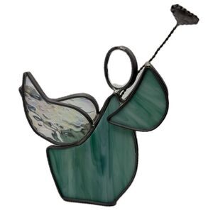 Stained Glass‎ Angel Blowing Horn Figurine Handmade Vintage